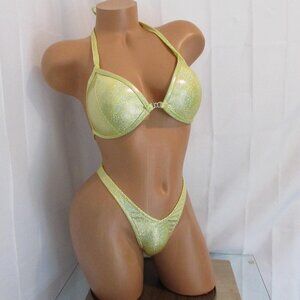 NPC competition FIGURE posing suit YELLOW hologram NEW 32B CUP SMALL
